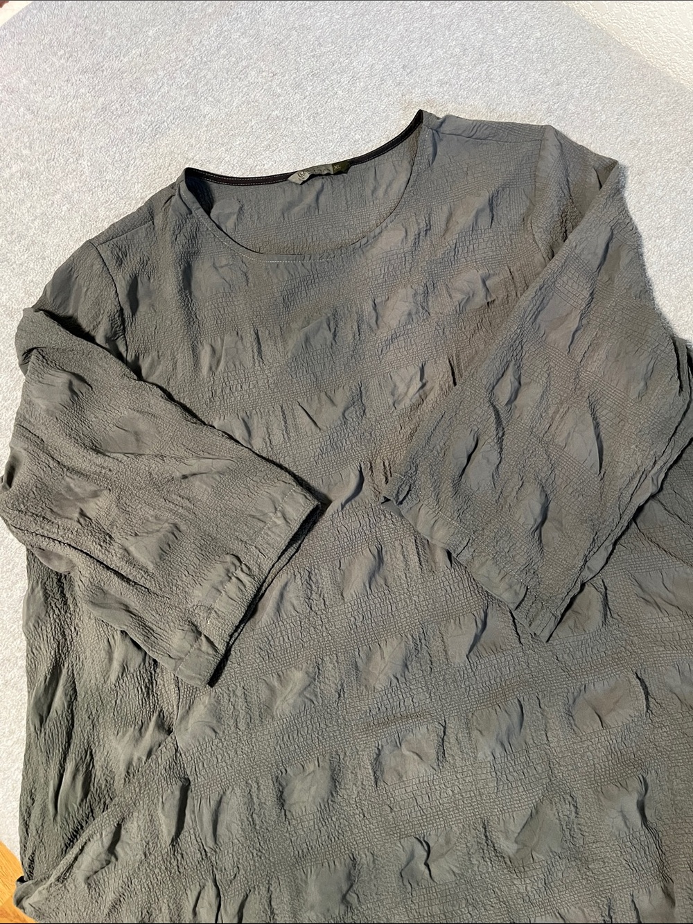 Chelet Et Ceci Tunic Top Lagenlook Boho Crinkle Textured Grunge Gray Avant Garde - Picture 6 of 11